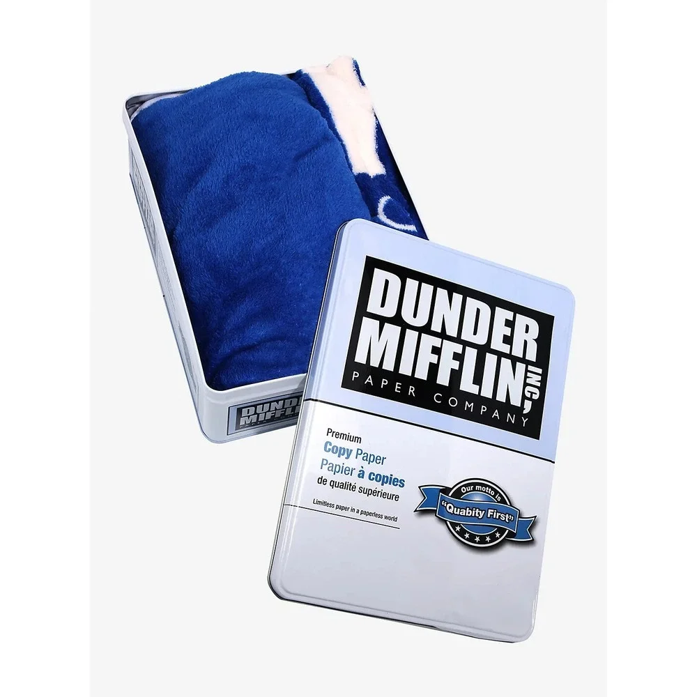 The Office Dunder Mifflin Throw Blanket In Collectible Tin Exclusive Brand New
